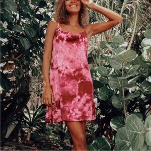 NWT Lulus Seeking Sunshine Plum Purple Tie-Dye Cowl Neck Mini Slip Dress